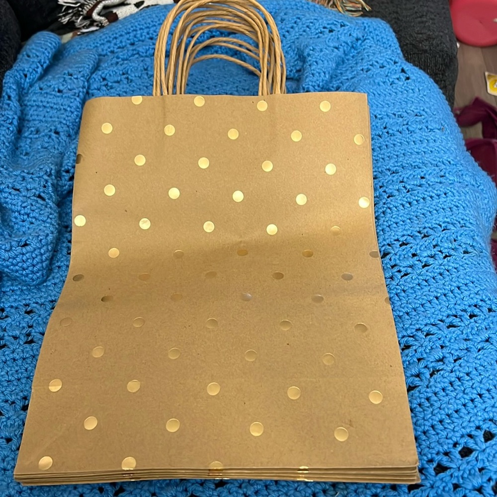 7 gold polka dot brown bags